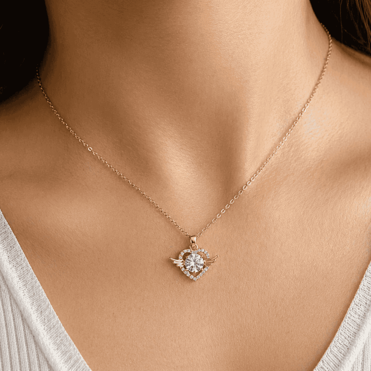 Celestial Heart Wings Necklace