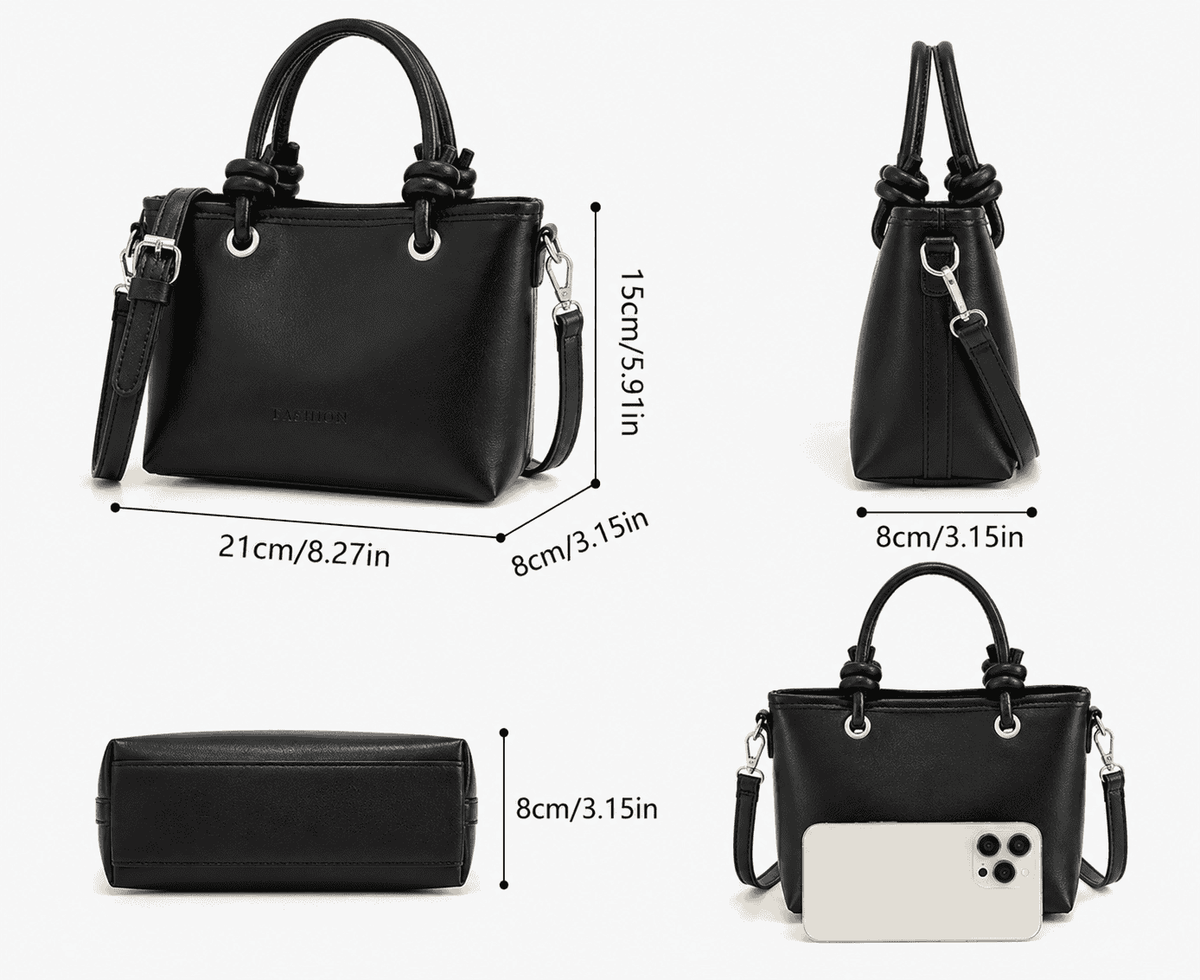 Classic Black Top Handle Shoulder Bag