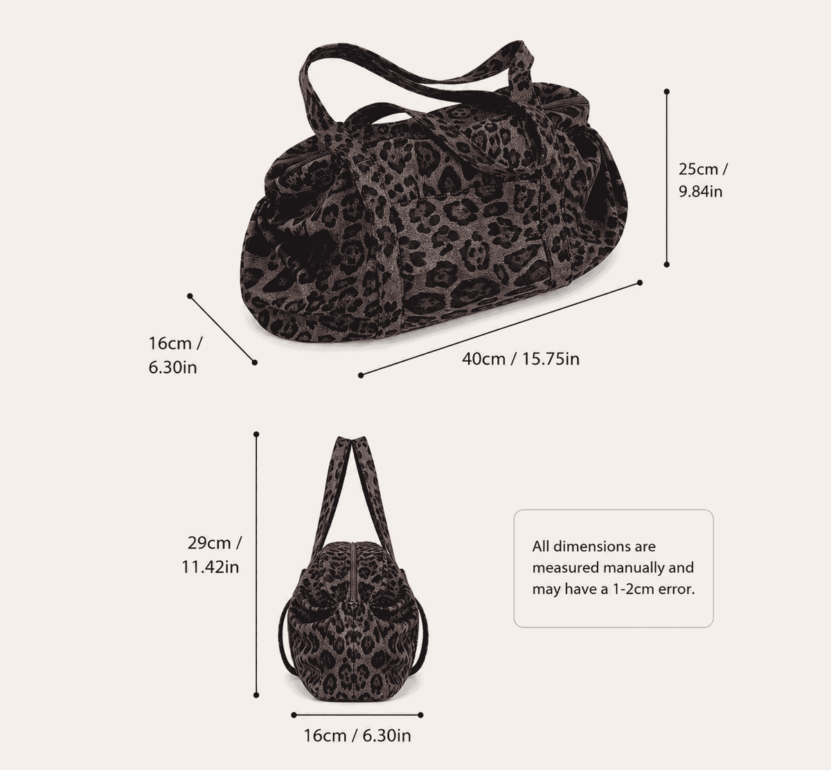 Leopard Print Duffle Shoulder Bag