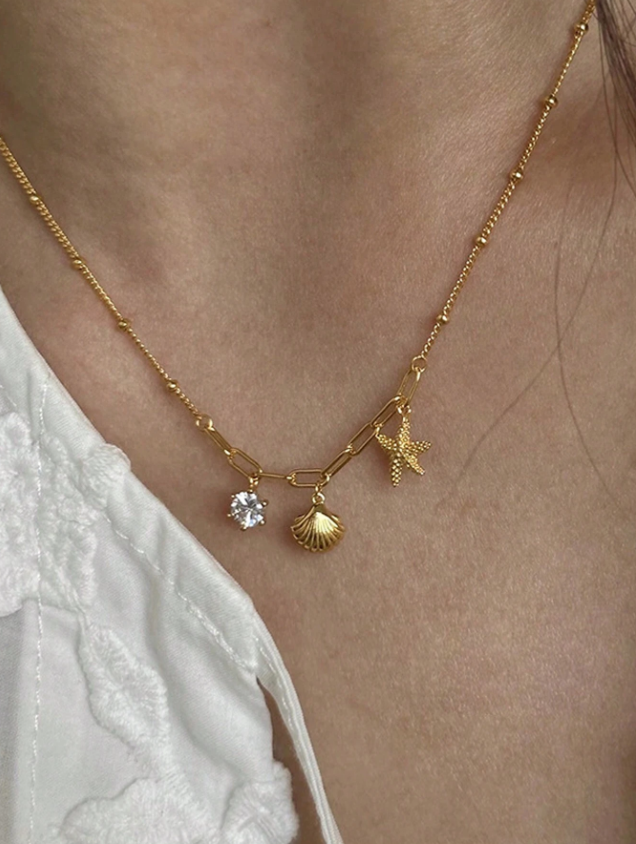 Golden Seashell Charm Necklace