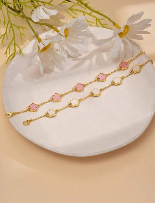 Blossom Charm 18K Gold-Plated Bracelet – Petal Elegance