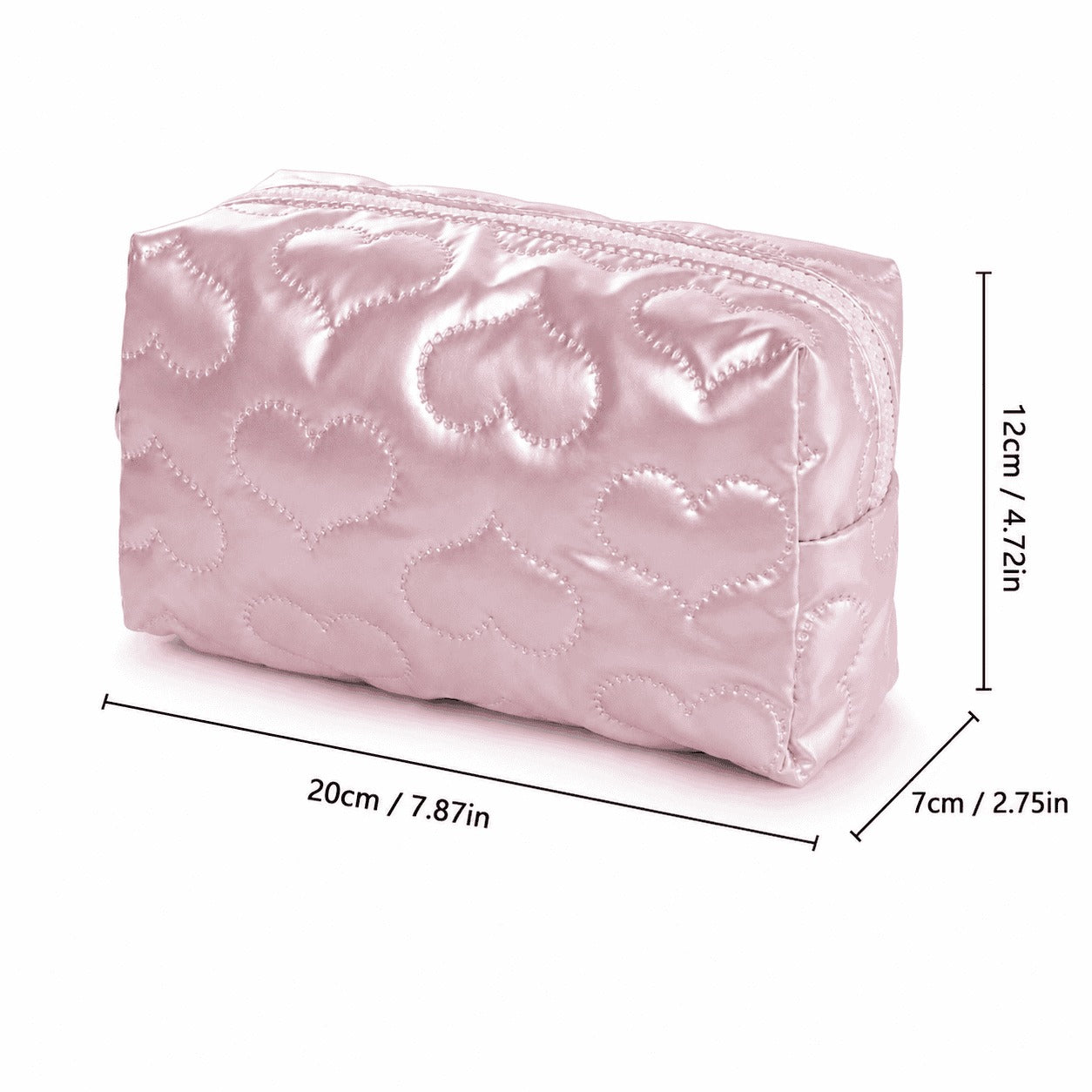 Pink Heart Quilted Makeup Pouch