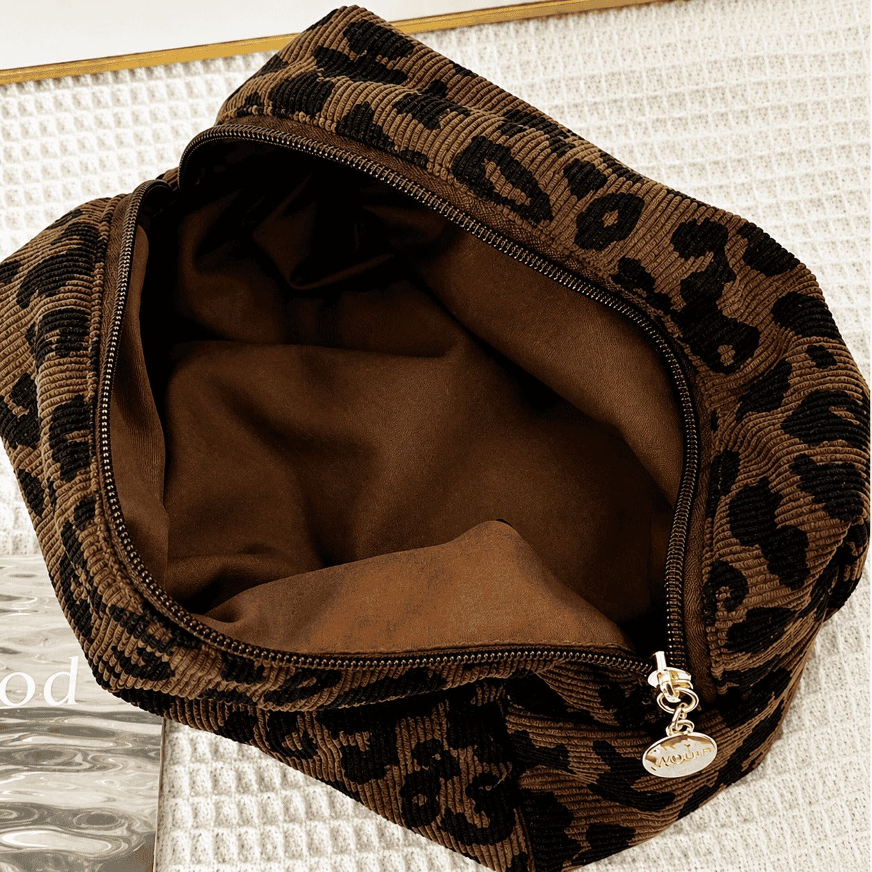 Leopard Corduroy Makeup Bag