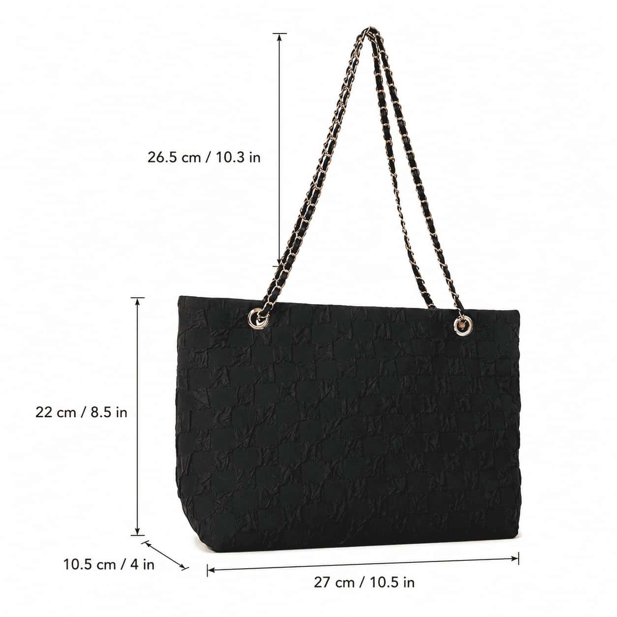 Black Quilted Chain Tote Bag
