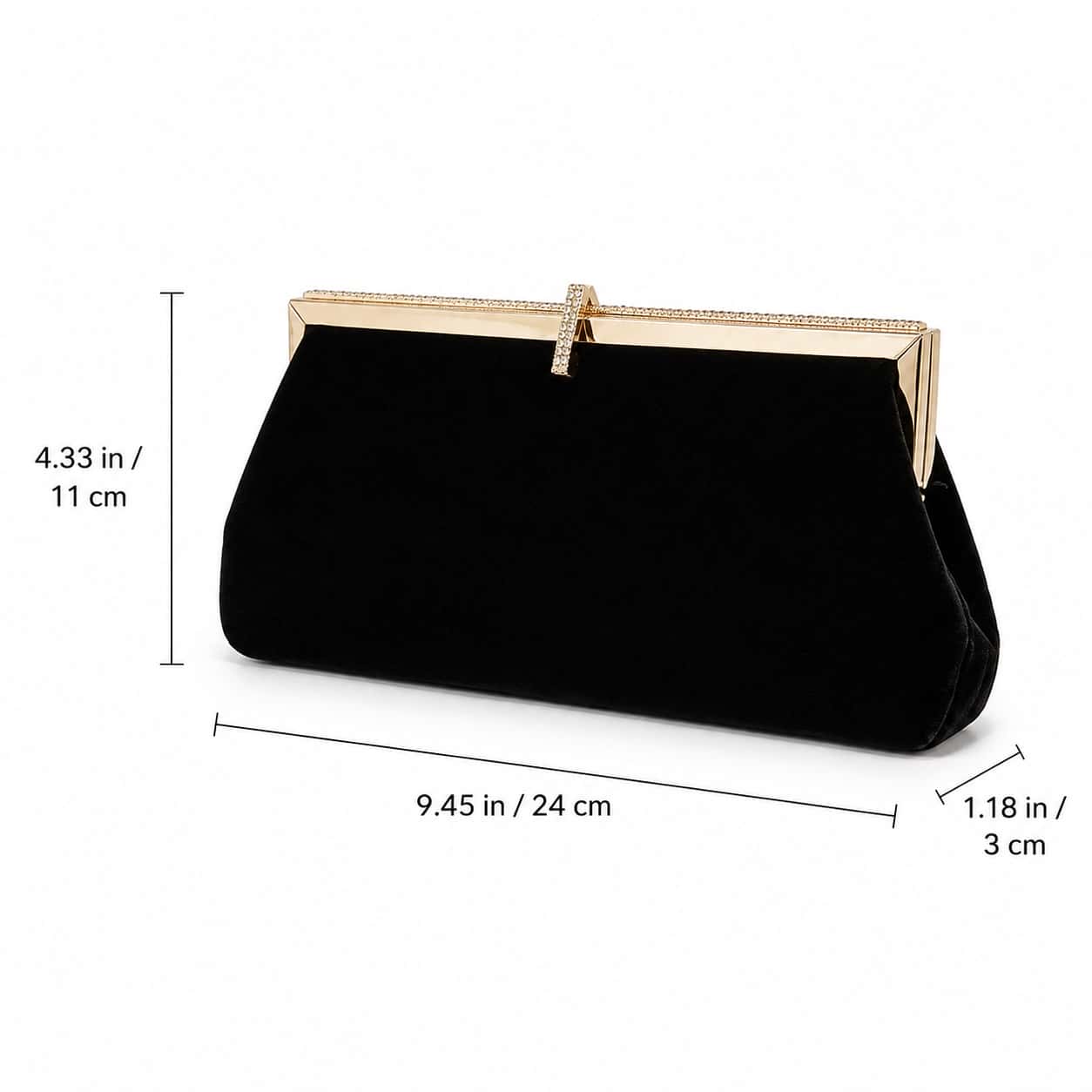 Black Velvet Gold Frame Clutch Bag