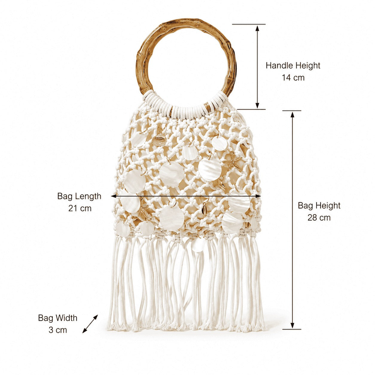 Ivory Macramé Shell Handle Bag