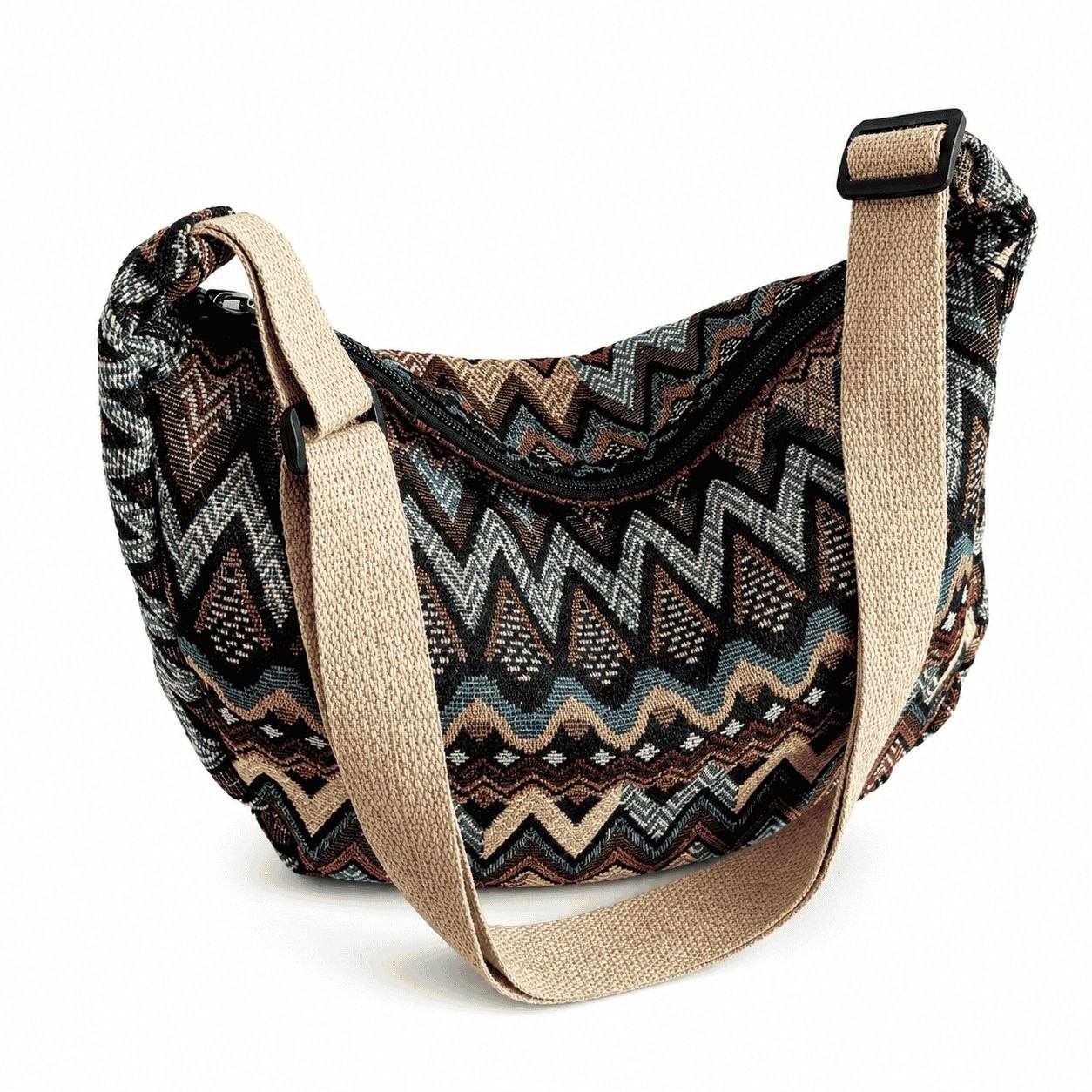 Geometric Print Adjustable Shoulder Bag