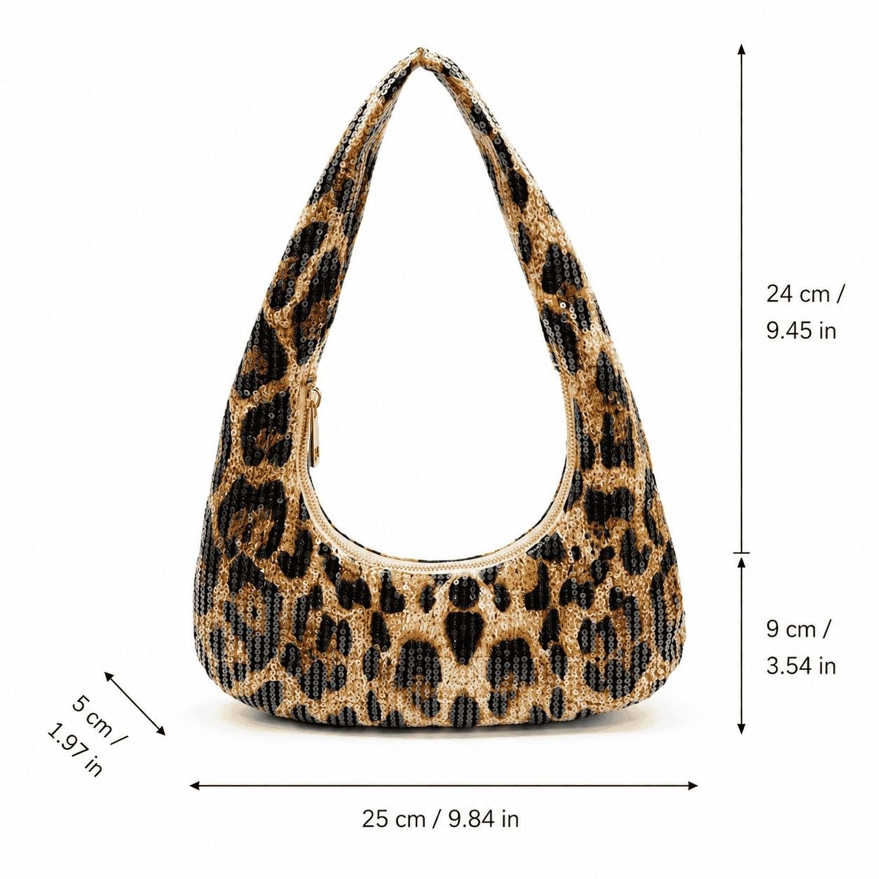 Leopard Sequin Shoulder Bag