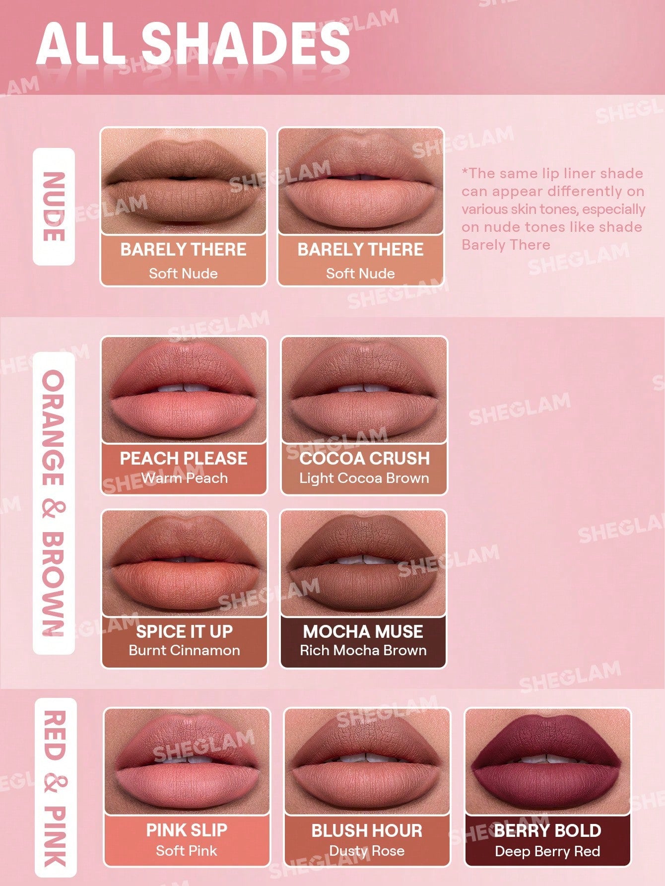 SHEGLAM Bold Booster Plumping Lip Liner - 6 Shades