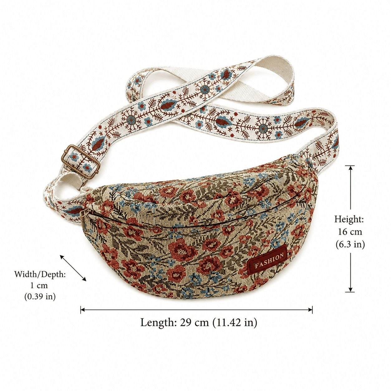 Vintage Floral Crescent Crossbody Bag 1