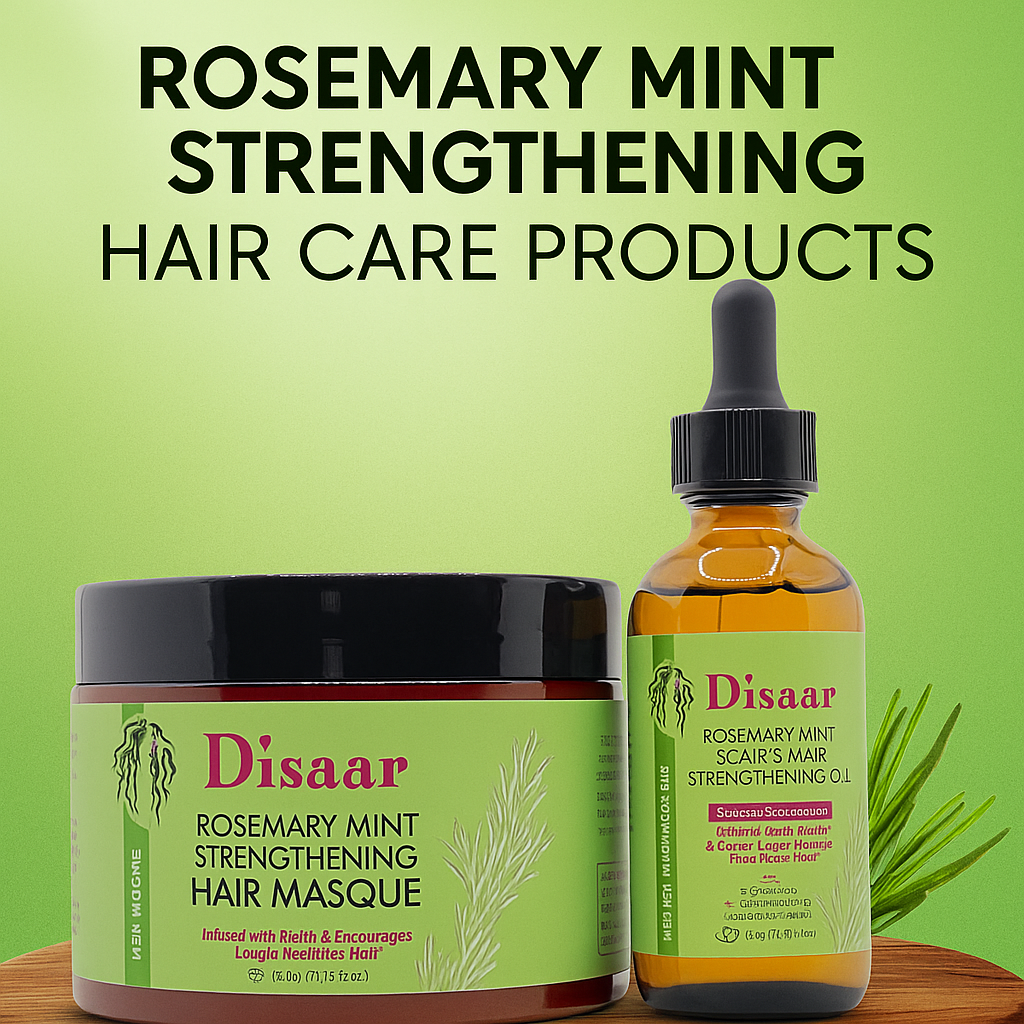 Authentic Disaar Rosemary Mint Hair Care Bundle | Strengthening Hair Masque & Hair Oil