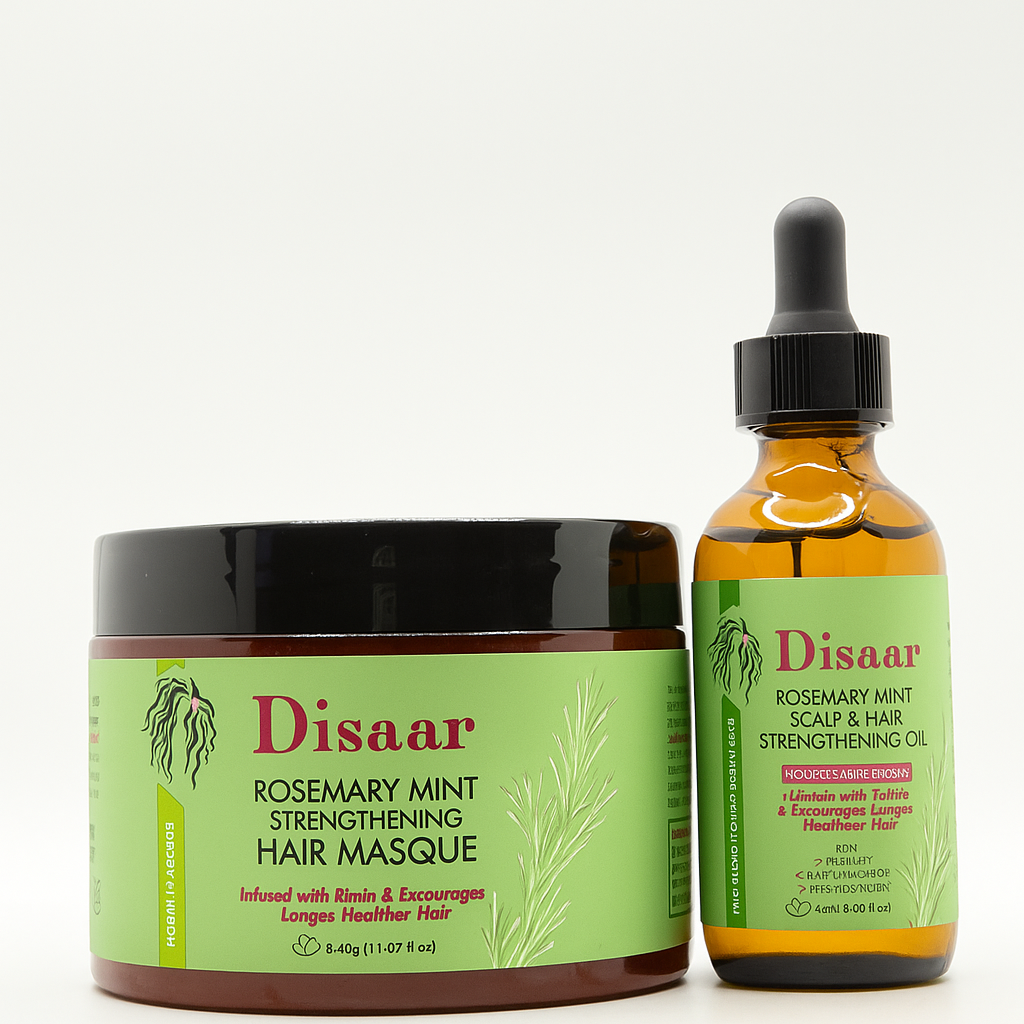 Authentic Disaar Rosemary Mint Hair Care Bundle | Strengthening Hair Masque & Hair Oil