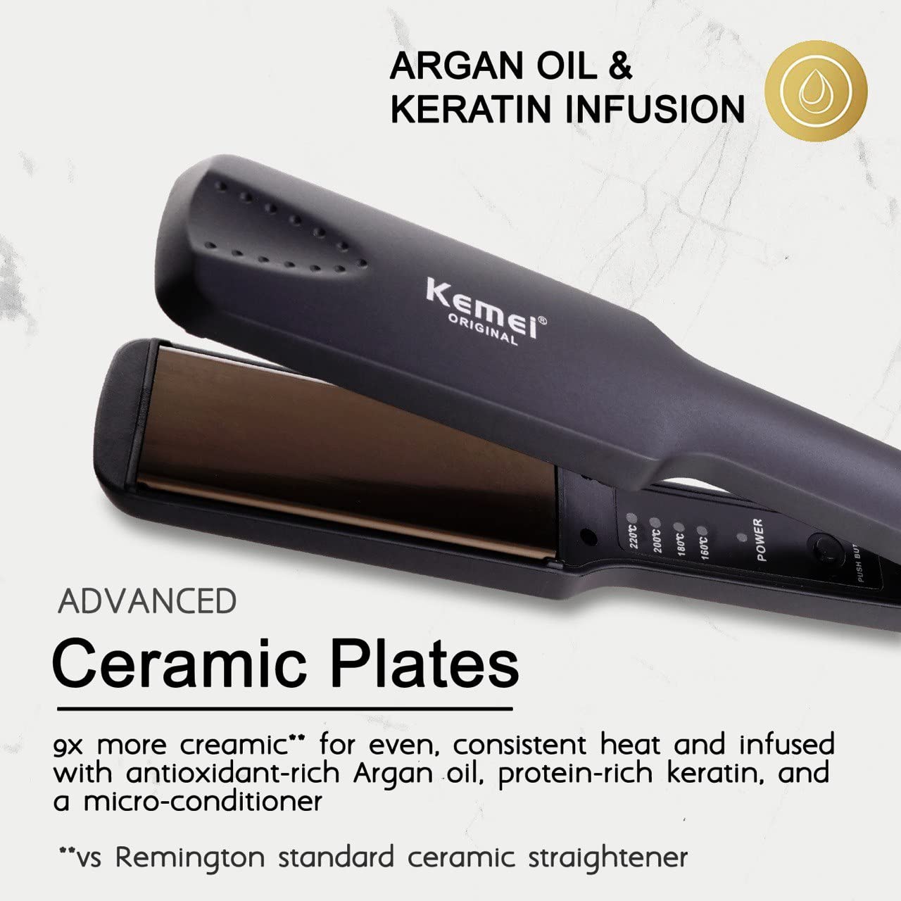 Authentic Kemei KM-329 Professional Hair Straightener | 40W Rapid Heating (160°C-220°C)