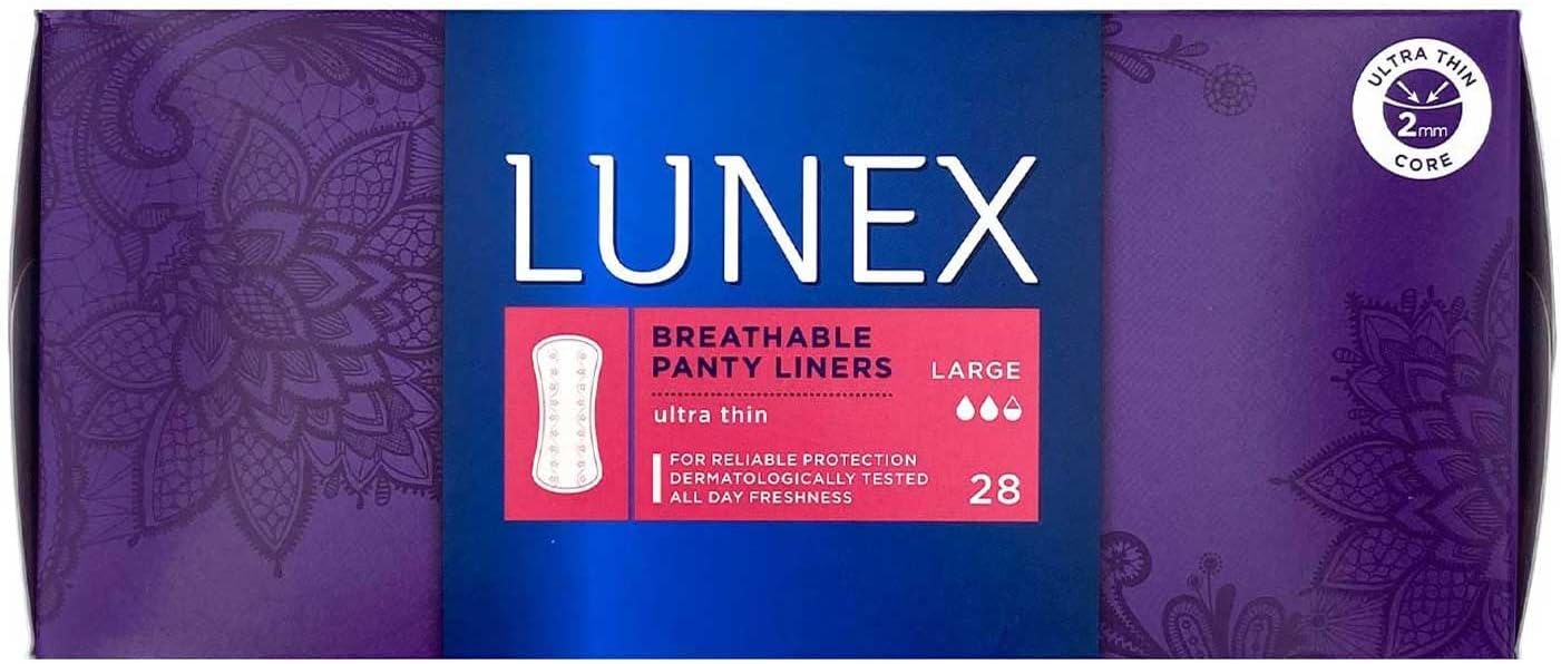 Authentic Lunex Panty Liners Large - 28 Pack | Cotton Soft & Breathable