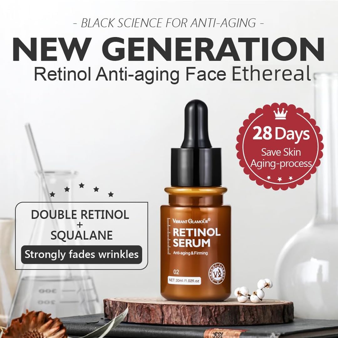 VIBRANT GLAMOÛR Anti-Aging Retinol Serum: Erase Time with Our Luxurious Youth-Restoring Elixir!