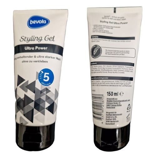 Authentic Bevola Styling Gel Ultra Power 5 | Maximum Hold with Brilliant Shine - Non-Sticky Formula