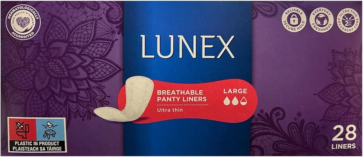 Authentic Lunex Panty Liners Large - 28 Pack | Cotton Soft & Breathable