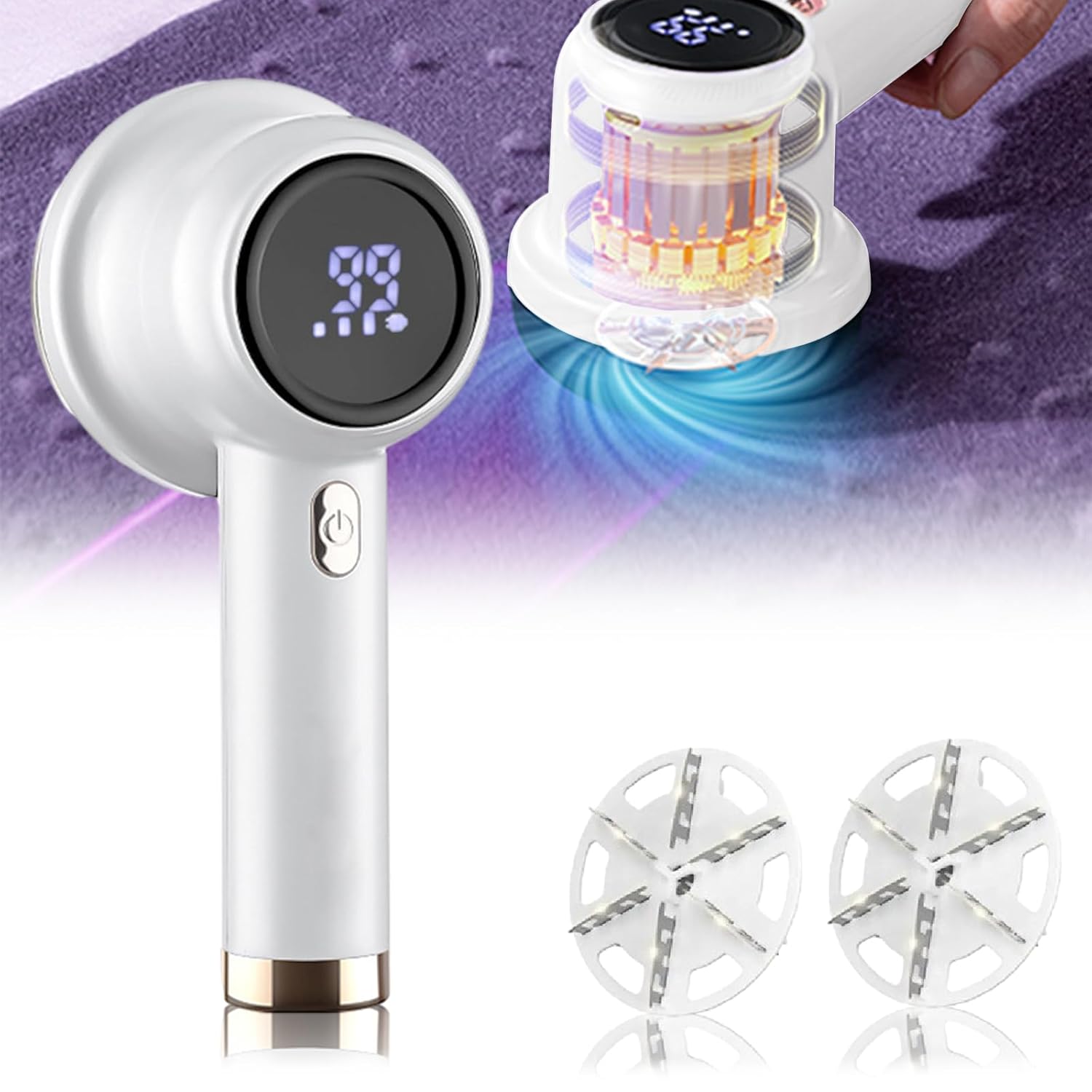Authentic SAMIQU Electric Fabric Shaver | Rechargeable, 3-Speeds, Replaceable Blades - Lint & Pill Remover for Clothing