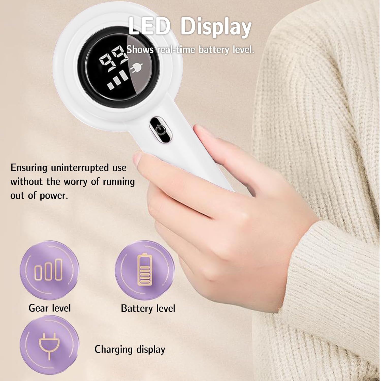 Authentic SAMIQU Electric Fabric Shaver | Rechargeable, 3-Speeds, Replaceable Blades - Lint & Pill Remover for Clothing