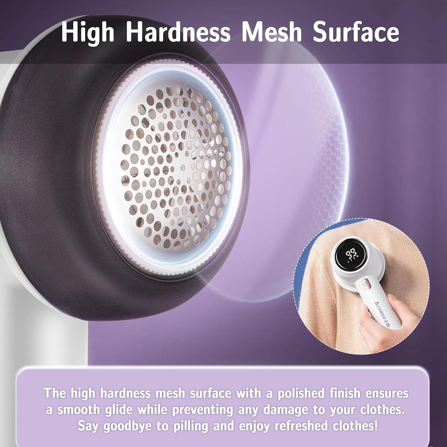 Authentic SAMIQU Electric Fabric Shaver | Rechargeable, 3-Speeds, Replaceable Blades - Lint & Pill Remover for Clothing