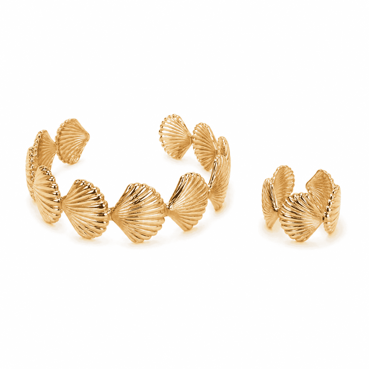 Golden Seashell Statement Set
