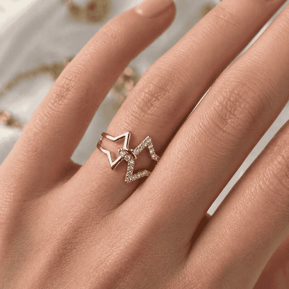 Celeste Double Star Ring