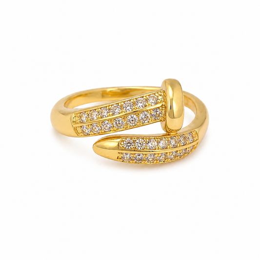 Golden Twist Pavé Ring