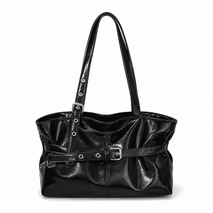 Glossy Buckle Shoulder Bag