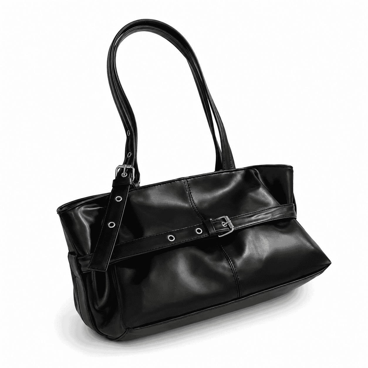 Glossy Buckle Shoulder Bag