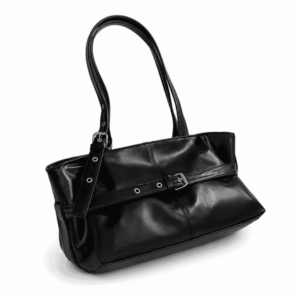 Glossy Buckle Shoulder Bag
