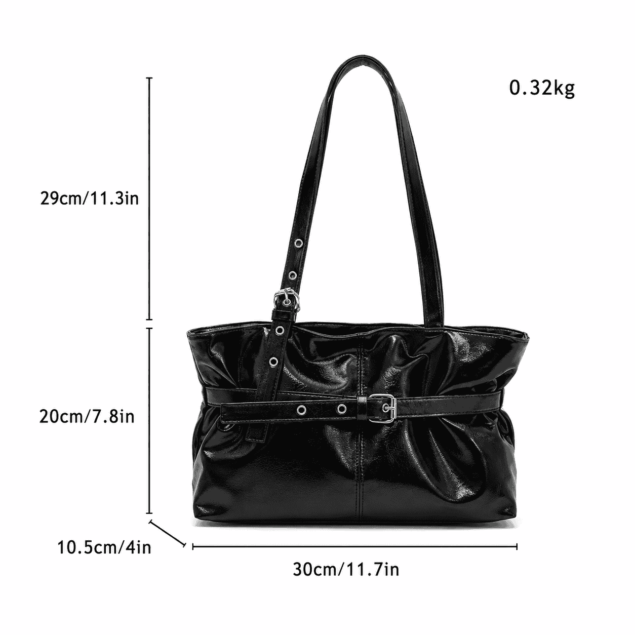 Glossy Buckle Shoulder Bag