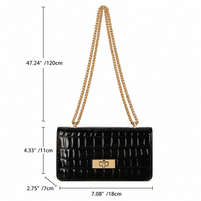 Croc Embossed Chain Shoulder Bag