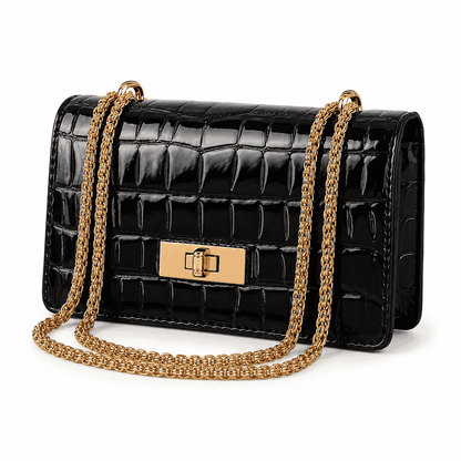 Croc Embossed Chain Shoulder Bag