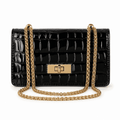 Croc Embossed Chain Shoulder Bag