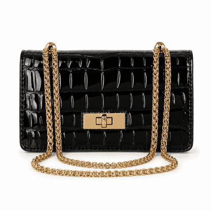 Croc Embossed Chain Shoulder Bag