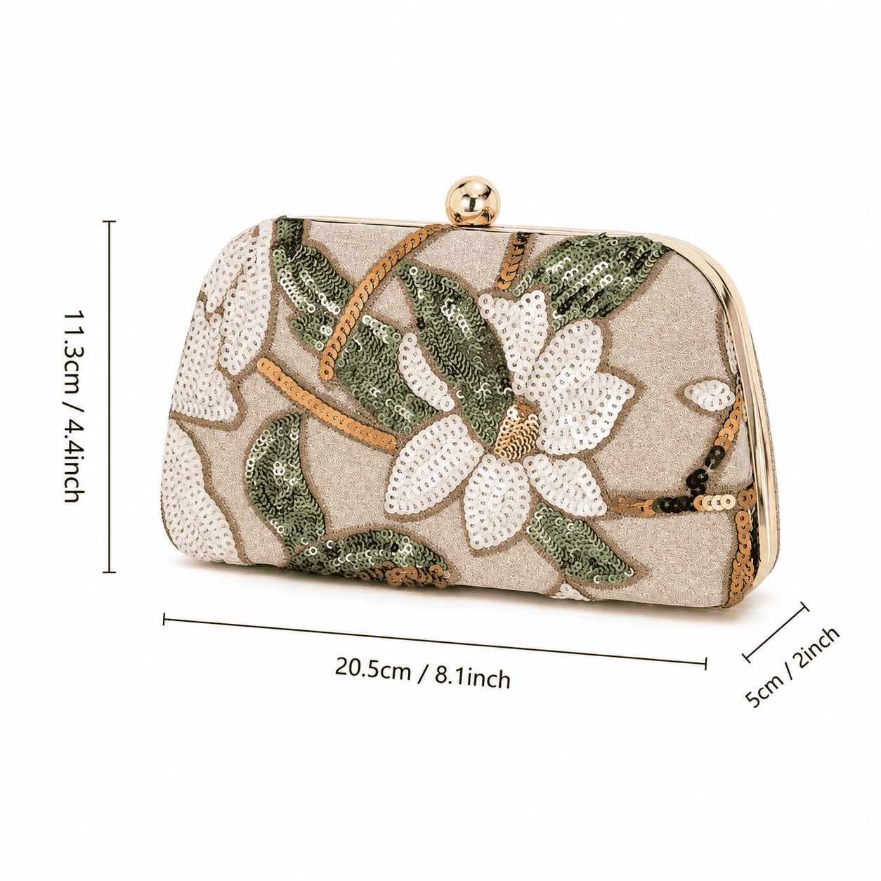Floral Sequin Evening Clutch Bag
