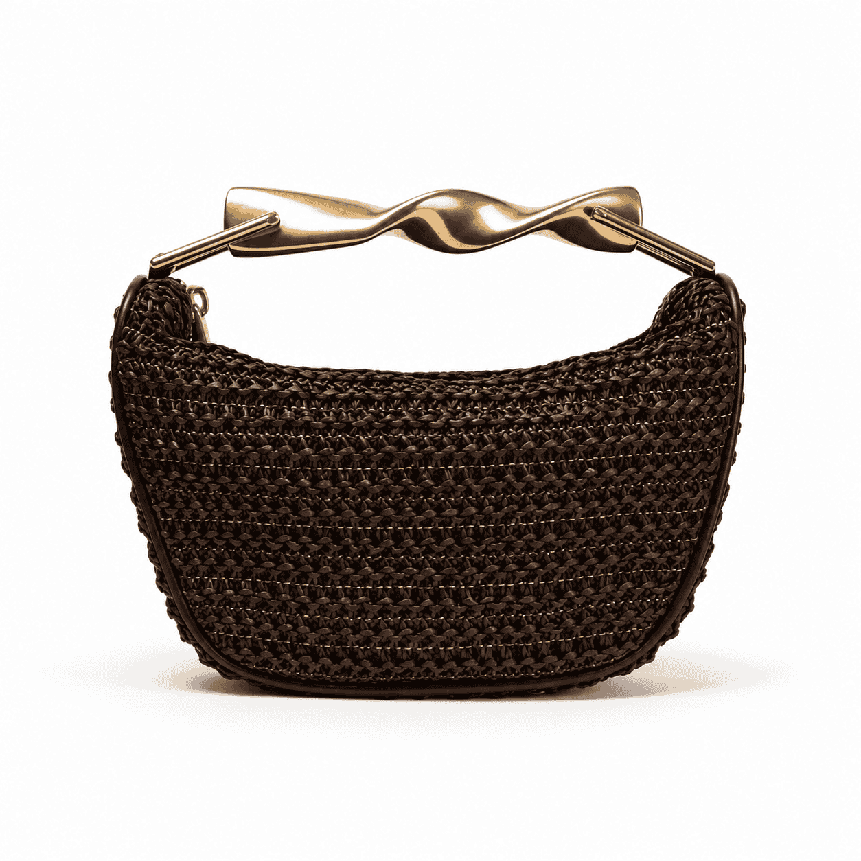 Golden Twist Mini Woven Shoulder Bag