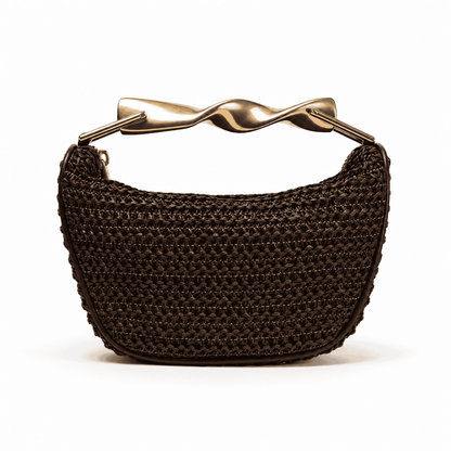 Golden Twist Mini Woven Shoulder Bag