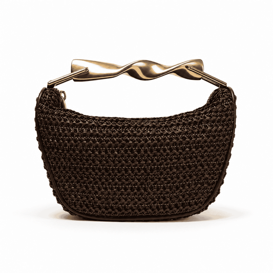 Golden Twist Mini Woven Shoulder Bag