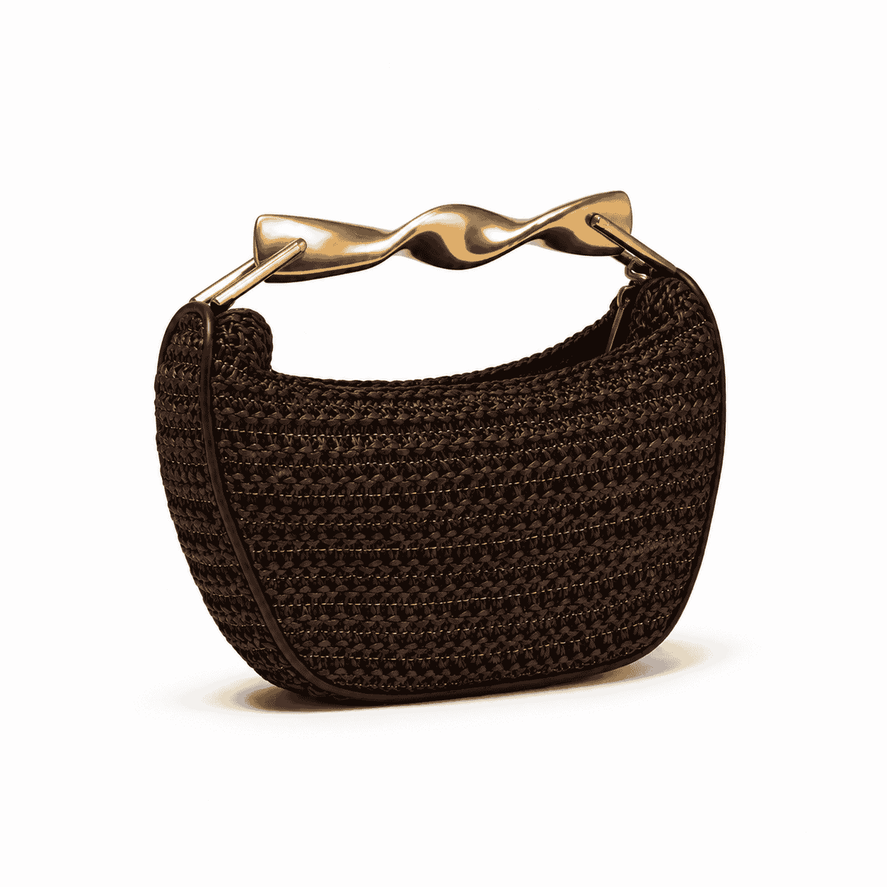 Golden Twist Mini Woven Shoulder Bag
