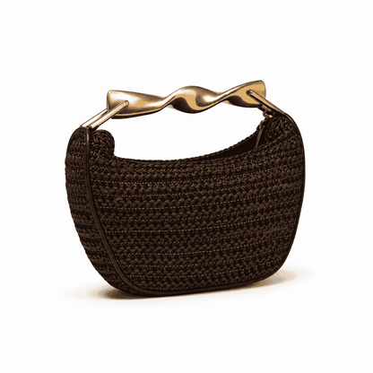 Golden Twist Mini Woven Shoulder Bag