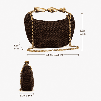 Golden Twist Mini Woven Shoulder Bag