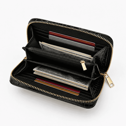 Glossy Croc Zip Wallet
