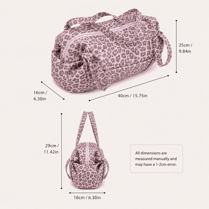 Leopard Print Duffle Shoulder Bag