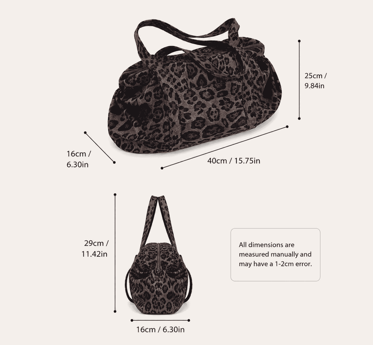 Leopard Print Duffle Shoulder Bag