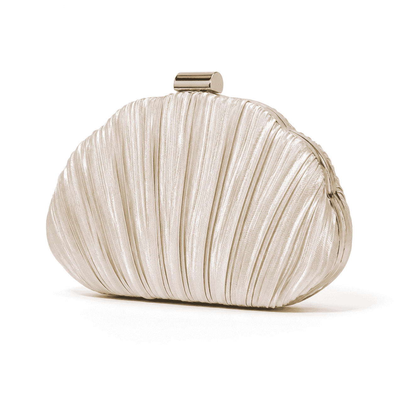 Ivory Pleated Shell Clutch Bag