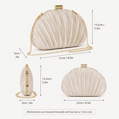 Ivory Pleated Shell Clutch Bag