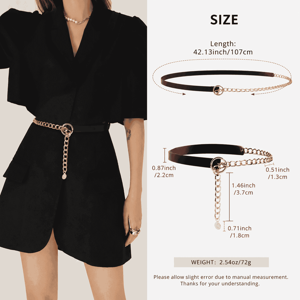 Black & Gold Chain Waist Belt