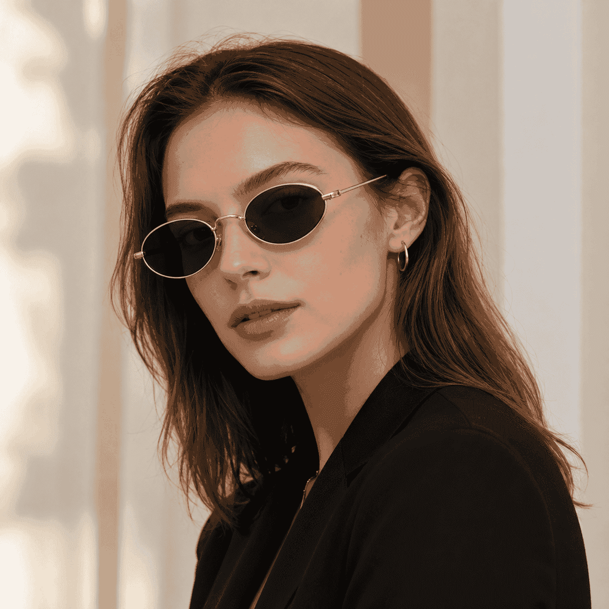 Gold Oval Sunglasses