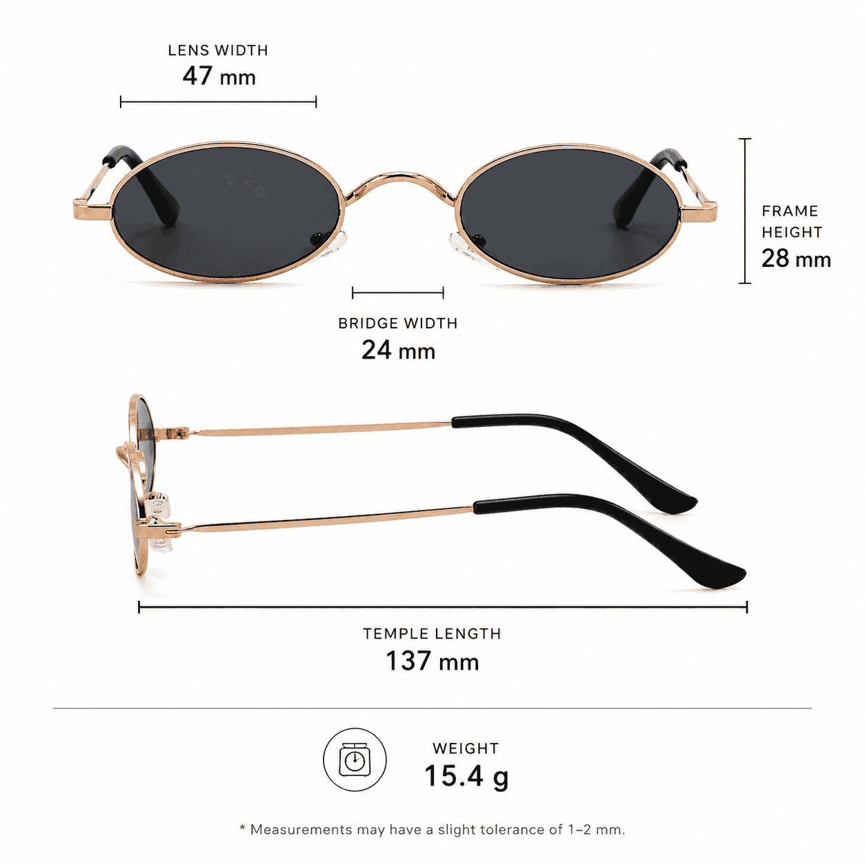 Gold Oval Sunglasses